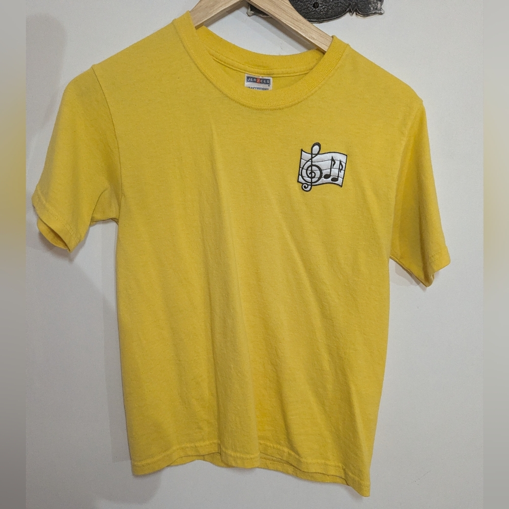 Jerzees Yellow Kids T-Shirt with Music Note Design